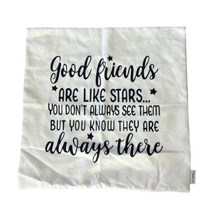 Nwot, MEEKIO, Accent Pillow Case, Good Friends, Zipper, Cream, Black, Size 19X19